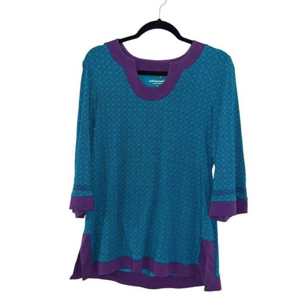 Soft Surroundings diamond graphic 3/4 bell jersey knit‎ tunic top